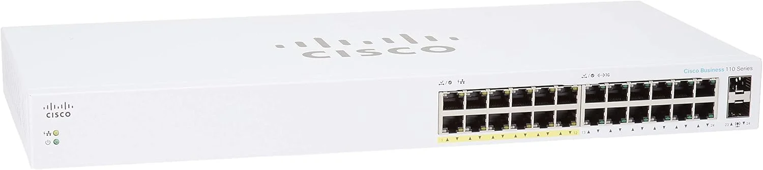 سوئیچ غیر مدیریتی سیسکو بیزینس CBS110-24PP | 24 پورت GE | PoE جزئی | 2x1G SFP مشترک