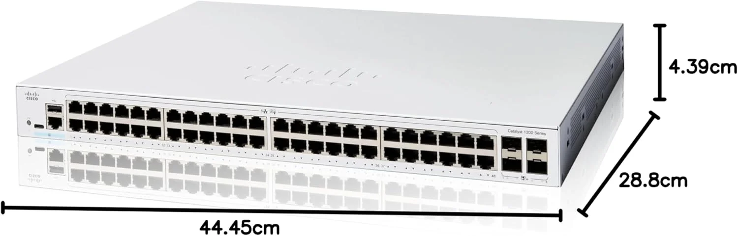 سوئیچ هوشمند سیسکو کاتالیست 1200-48T-4G، دارای 48 پورت GE و 4 پورت SFP 1GE (C1200-48T-4G) سوئیچ هوشمند سیسکو کاتالیست 1200-48T-4G، دارای 48 پورت GE و 4 پورت SFP 1GE (C1200-48T-4G)