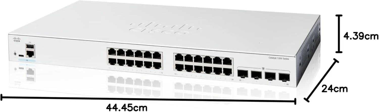 سوئیچ هوشمند سیسکو کاتالیست 1200-24T-4G، دارای 24 پورت GE و 4 پورت SFP 1GE مدل (C1200-24T-4G) سوئیچ هوشمند سیسکو کاتالیست 1200-24T-4G، دارای 24 پورت GE و 4 پورت SFP 1GE مدل (C1200-24T-4G)