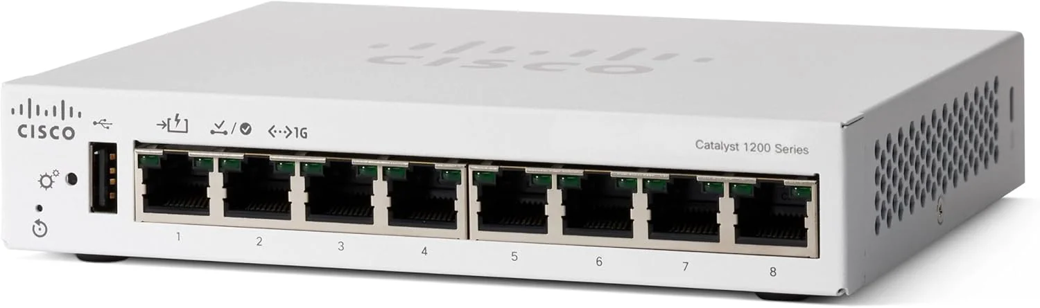 سوییچ هوشمند سیسکو کاتالیست 1200-8T-D، دارای 8 پورت GE، منبع تغذیه خارجی، رومیزی (C1200-8T-D)