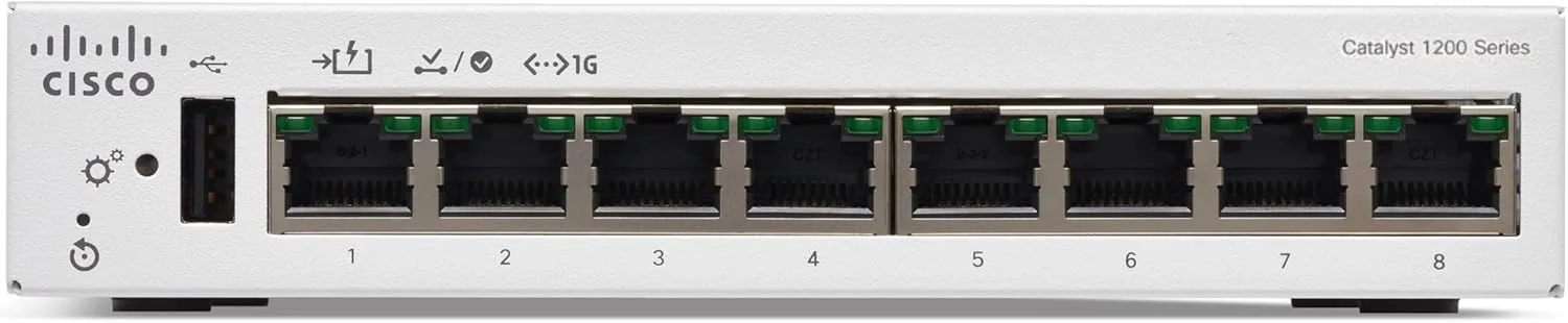 سوییچ هوشمند سیسکو کاتالیست 1200-8T-D، دارای 8 پورت GE، منبع تغذیه خارجی، رومیزی (C1200-8T-D) سوییچ هوشمند سیسکو کاتالیست 1200-8T-D، دارای 8 پورت GE، منبع تغذیه خارجی، رومیزی (C1200-8T-D)