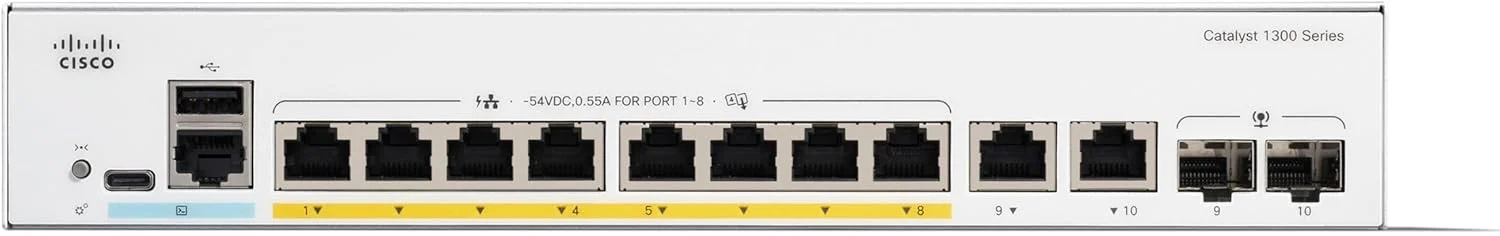 سوئیچ مدیریتی سیسکو Catalyst 1300-8P-E-2G، دارای 8 پورت GE، PoE، منبع تغذیه خارجی، 2x1GE Combo سوئیچ مدیریتی سیسکو Catalyst 1300-8P-E-2G، دارای 8 پورت GE، PoE، منبع تغذیه خارجی، 2x1GE Combo