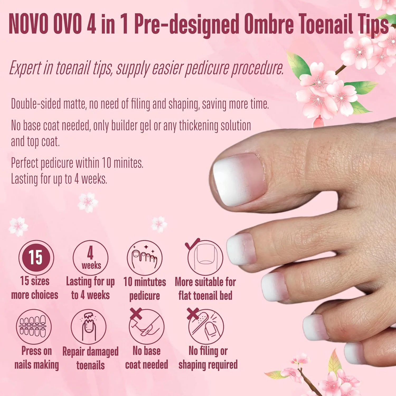 نوو اوو فرنچ تیپ آمبر ناخن انگشت پا، اکستنشن ناخن پا ژل نرم، آمبر بری مربعی گرد با پرایمر و بیس کت از قبل اعمال شده، ناخن های مصنوعی مات پوشش کامل برای DIY، 15 سایز 360 عدد نوو اوو فرنچ تیپ آمبر ناخن انگشت پا، اکستنشن ناخن پا ژل نرم، آمبر بری مربعی گرد با پرایمر و بیس کت از قبل اعمال شده، ناخن های مصنوعی مات پوشش کامل برای DIY، 15 سایز 360 عدد