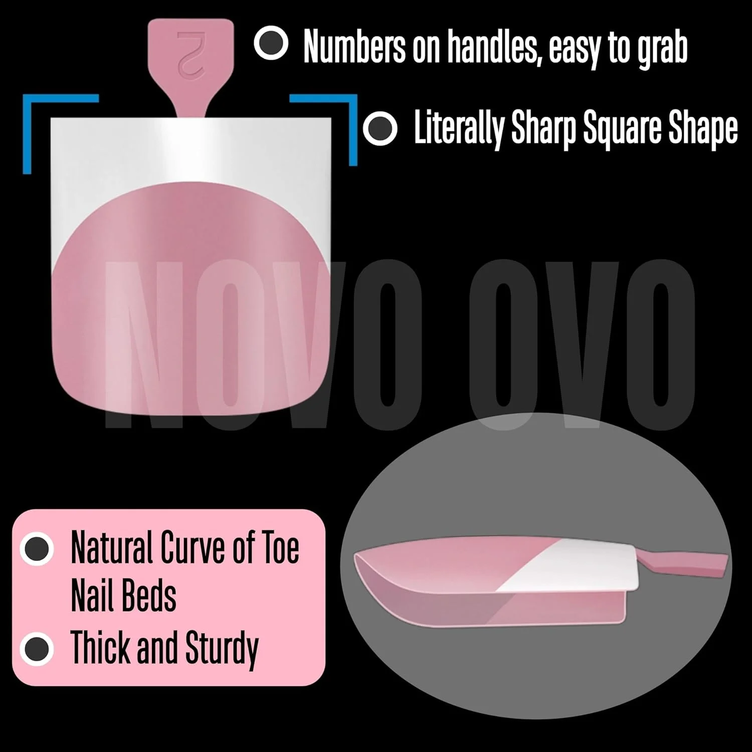 نوو اوو فرنچ تیپ ناخن پا، ناخن مصنوعی ژلی نرم از پیش طراحی شده مربعی تیز، پرایمر و بیس کت از پیش اعمال شده، پوشش کامل اکریلیک برای DIY، ۱۵ سایز ۲۴۰ عدد نوو اوو فرنچ تیپ ناخن پا، ناخن مصنوعی ژلی نرم از پیش طراحی شده مربعی تیز، پرایمر و بیس کت از پیش اعمال شده، پوشش کامل اکریلیک برای DIY، ۱۵ سایز ۲۴۰ عدد