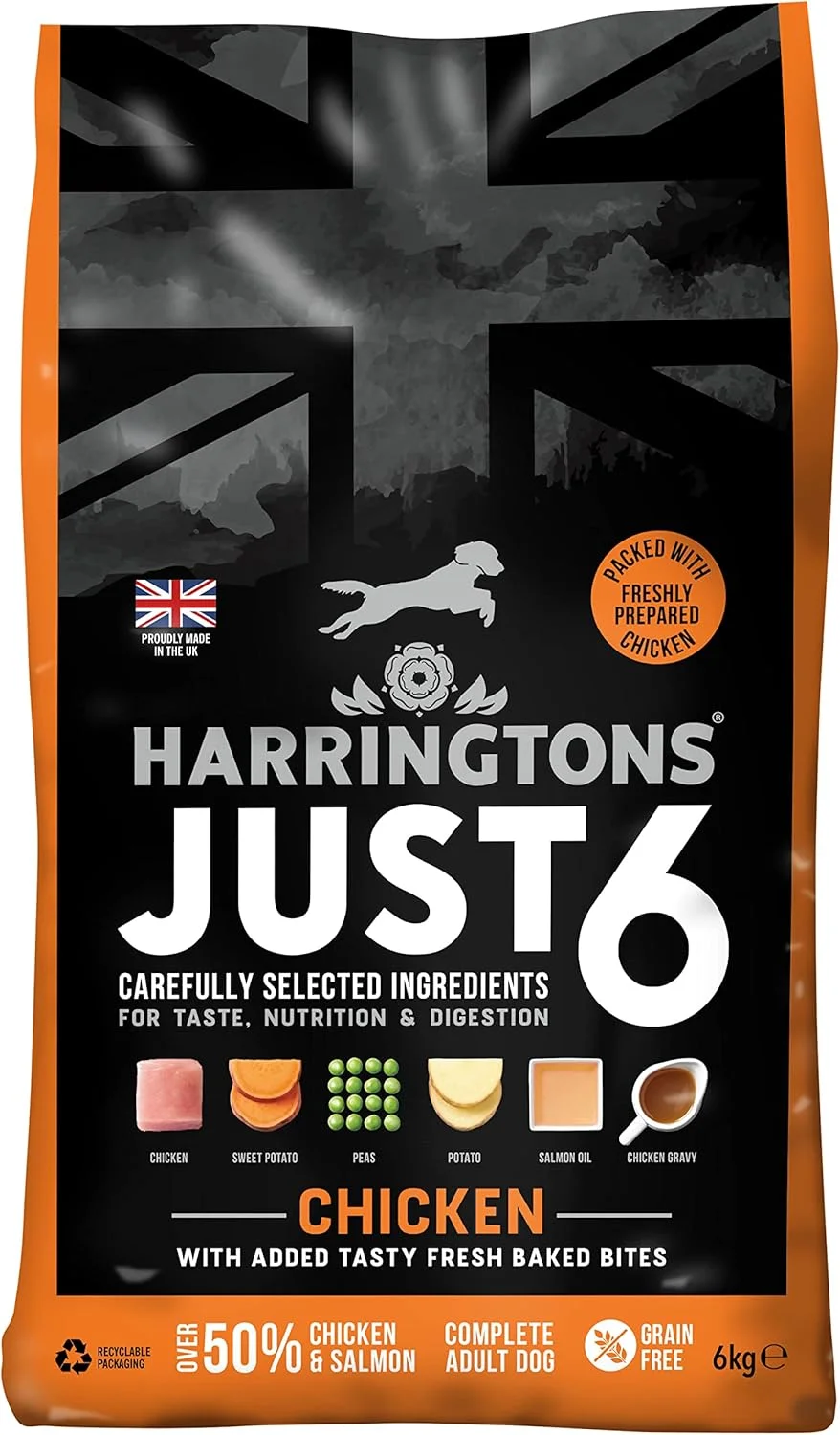 غذای خشک سگ بدون غلات با طعم مرغ Harringtons Just 6، 6 کیلوگرمی