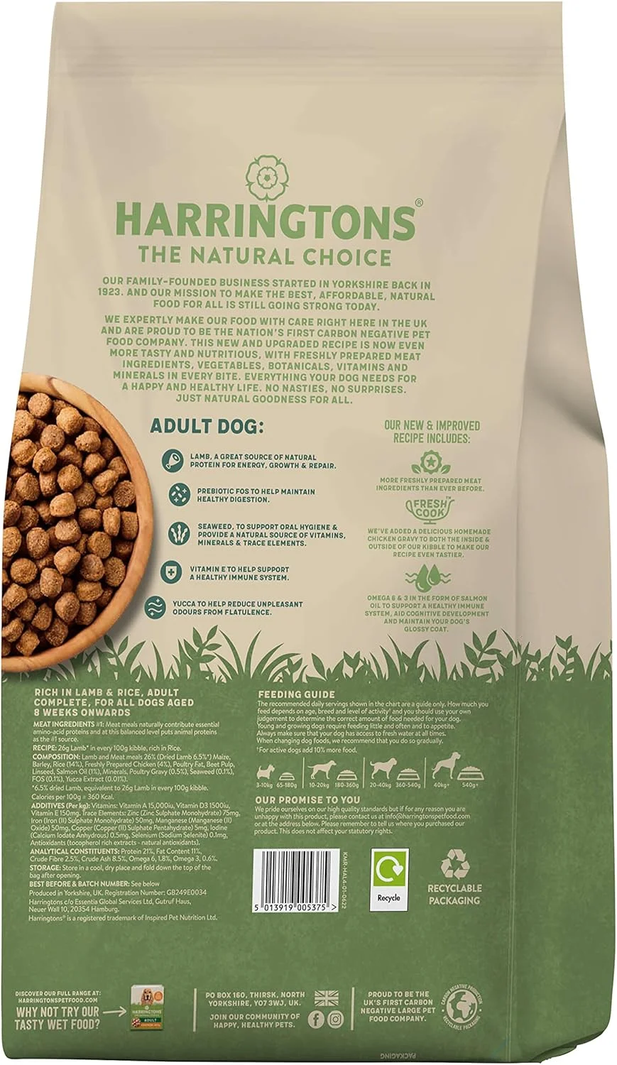 غذای خشک سگ بالغ با طعم بره و برنج هریتونز 4 کیلوگرمی