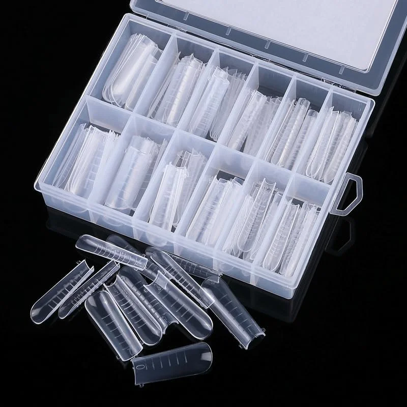 پدهای طراحی ناخن، 120 عدد قالب اکستنشن کریستالی جعبه ای