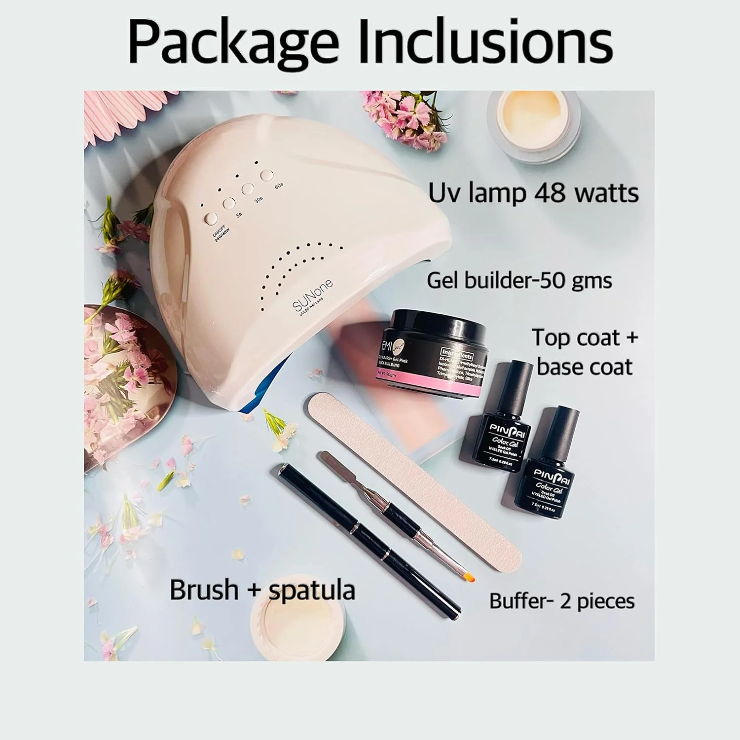 COSLIFESTORE - کیت کامل اکستنشن ناخن ژلی - کیت کاربردی همه کاره با لامپ UV 48 وات - ژل سازنده 50 گرمی - شفاف/صورتی، تاپ کت، بیس کت، بافر، برس و کاردک COSLIFESTORE - کیت کامل اکستنشن ناخن ژلی - کیت کاربردی همه کاره با لامپ UV 48 وات - ژل سازنده 50 گرمی - شفاف/صورتی، تاپ کت، بیس کت، بافر، برس و کاردک