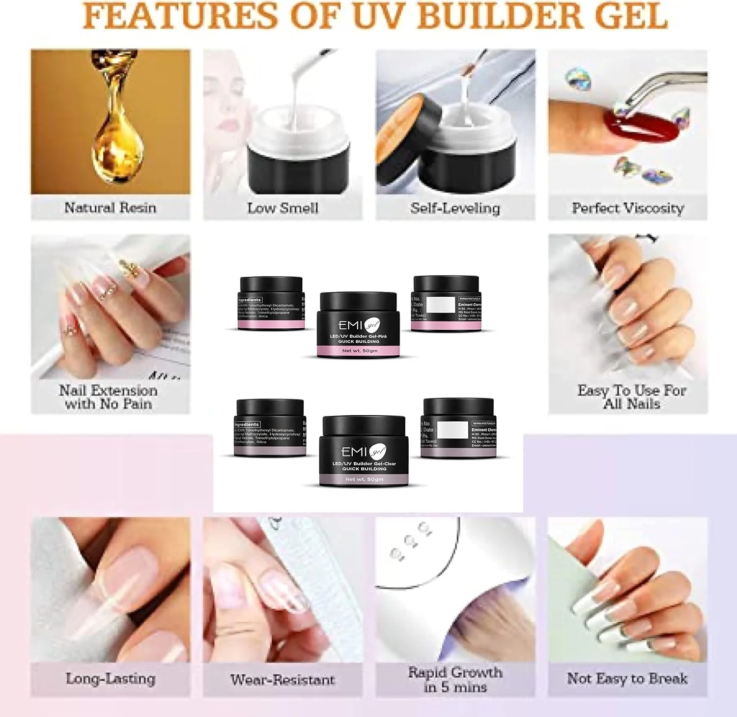 COSLIFESTORE - کیت کامل اکستنشن ناخن ژلی - کیت کاربردی همه کاره با لامپ UV 48 وات - ژل سازنده 50 گرمی - شفاف/صورتی، تاپ کت، بیس کت، بافر، برس و کاردک COSLIFESTORE - کیت کامل اکستنشن ناخن ژلی - کیت کاربردی همه کاره با لامپ UV 48 وات - ژل سازنده 50 گرمی - شفاف/صورتی، تاپ کت، بیس کت، بافر، برس و کاردک