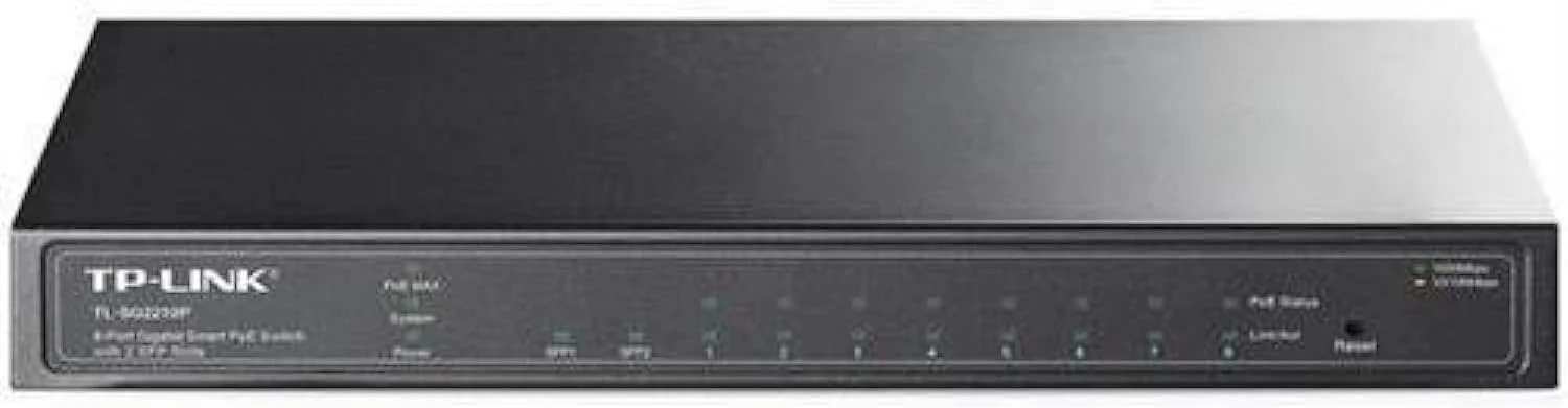 سوئیچ PoE هوشمند گیگابیتی 8 پورت TP-LINK TL-SG2210P با 2 اسلات SFP - 8 پورت - مدیریتی - 8 پورت POE - 2 اسلات توسعه - 10/100/1000Base-T 1000Base-X - رومیزی TP-LinkTL-SG2210P
