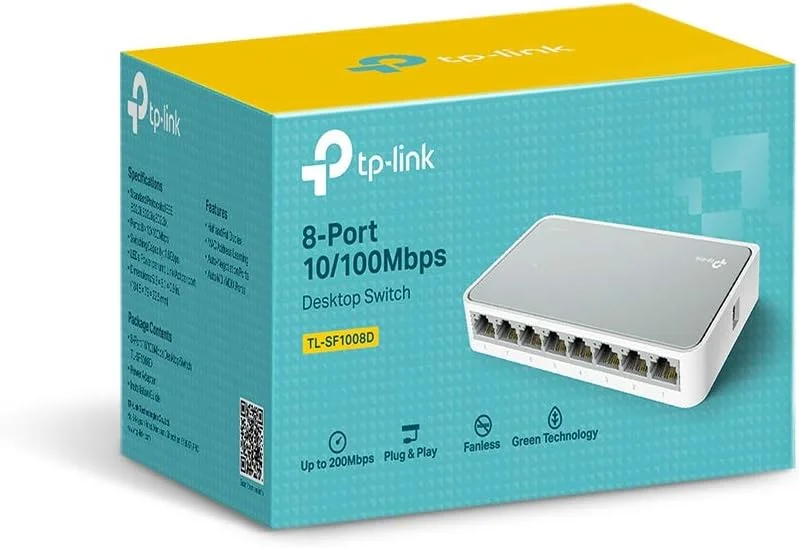 سوییچ رومیزی مینی TP-Link TL-SF1008D با بدنه پلاستیکی
