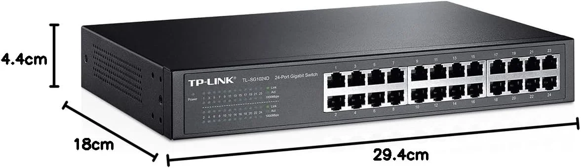 سوئیچ اترنت 24 پورت 10/100 مگابیت بر ثانیه TP-Link، قابل نصب در رک/رومیزی 13 اینچی، بدنه فولادی (TL-SF1024D)