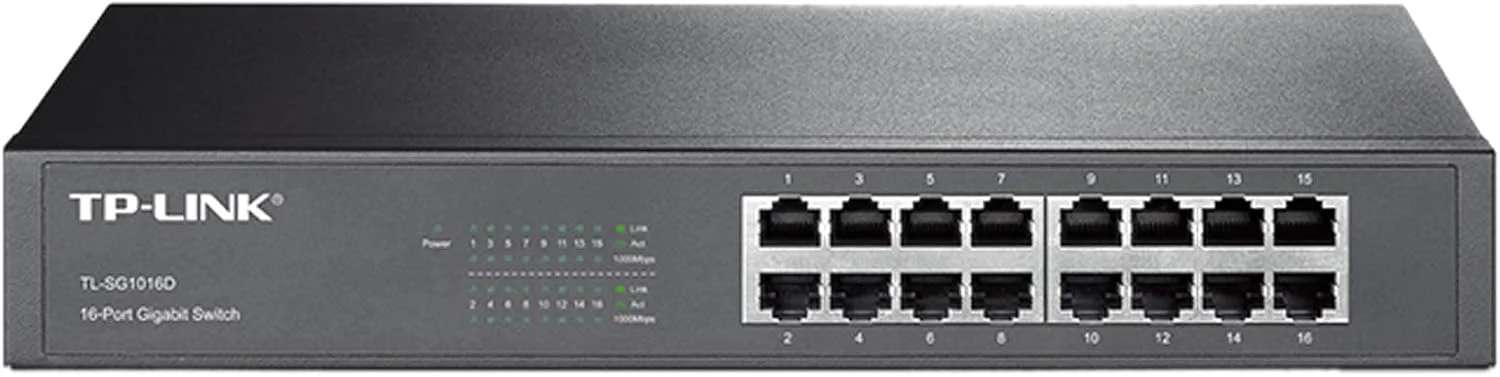 سوئیچ 16 پورت گیگابیتی اترنت تی پی-لینک مدل TL-SG1016D - مشکی