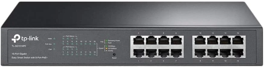 سوییچ 16 پورت گیگابیتی PoE تی پی-لینک، 8 پورت PoE+ 802.3af/at تا 30 وات برای هر پورت PoE و 150 وات برای همه پورت های PoE، بدنه فلزی، IGMP Snooping، Port Mirroring، VLAN (TL-SG1016PE) سوییچ 16 پورت گیگابیتی PoE تی پی-لینک، 8 پورت PoE+ 802.3af/at تا 30 وات برای هر پورت PoE و 150 وات برای همه پورت های PoE، بدنه فلزی، IGMP Snooping، Port Mirroring، VLAN (TL-SG1016PE)