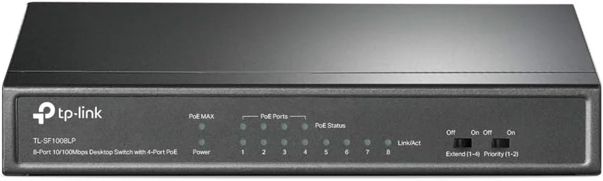 سوییچ رومیزی 8 پورت 10/100 مگابیت بر ثانیه TP-Link TL-SF1008LP با 4 پورت PoE، سازگار با IEEE 802.3aF، نصب آسان سوییچ رومیزی 8 پورت 10/100 مگابیت بر ثانیه TP-Link TL-SF1008LP با 4 پورت PoE، سازگار با IEEE 802.3aF، نصب آسان