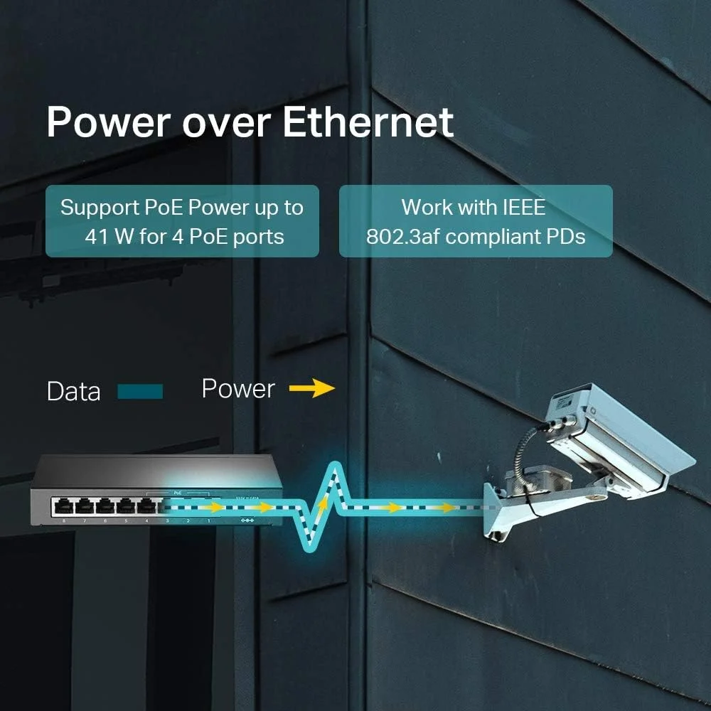 سوییچ رومیزی 8 پورت 10/100 مگابیت بر ثانیه TP-Link TL-SF1008LP با 4 پورت PoE، سازگار با IEEE 802.3aF، نصب آسان سوییچ رومیزی 8 پورت 10/100 مگابیت بر ثانیه TP-Link TL-SF1008LP با 4 پورت PoE، سازگار با IEEE 802.3aF، نصب آسان