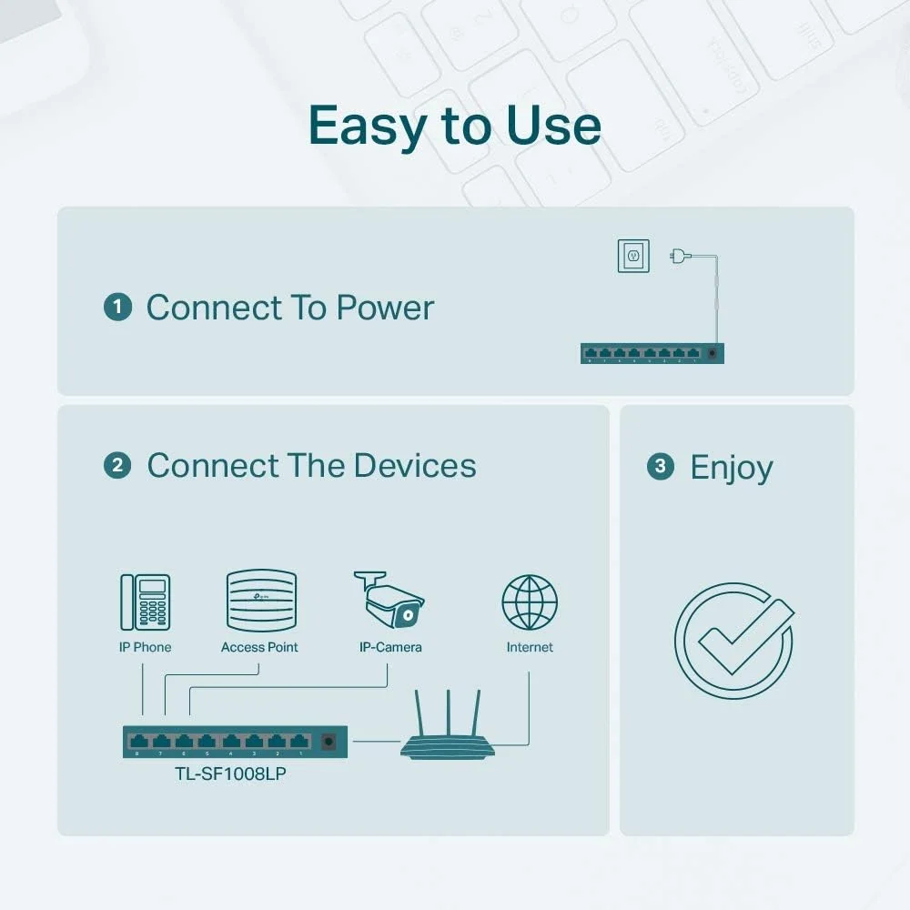 سوییچ رومیزی 8 پورت 10/100 مگابیت بر ثانیه TP-Link TL-SF1008LP با 4 پورت PoE، سازگار با IEEE 802.3aF، نصب آسان سوییچ رومیزی 8 پورت 10/100 مگابیت بر ثانیه TP-Link TL-SF1008LP با 4 پورت PoE، سازگار با IEEE 802.3aF، نصب آسان