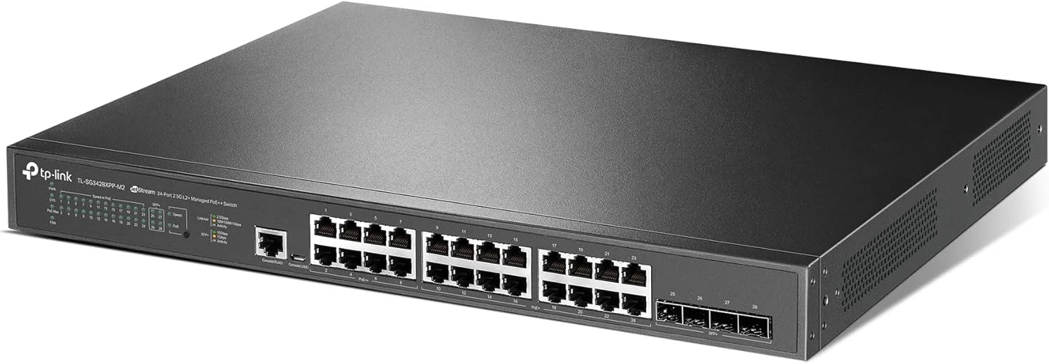 سوئیچ مدیریتی هوشمند لایه 2+ تی پی-لینک Omada SG3428XPP-M2 | دارای 24 پورت 2.5 گیگابیتی PoE، 4 پورت 10GE SFP+ | دارای 16 پورت PoE+ و 8 پورت PoE++ با توان 500 وات | یکپارچه با Omada SDN | IPv6 | VLAN, ACL, QoS, IGMP Snooping سوئیچ مدیریتی هوشمند لایه 2+ تی پی-لینک Omada SG3428XPP-M2 | دارای 24 پورت 2.5 گیگابیتی PoE، 4 پورت 10GE SFP+ | دارای 16 پورت PoE+ و 8 پورت PoE++ با توان 500 وات | یکپارچه با Omada SDN | IPv6 | VLAN, ACL, QoS, IGMP Snooping