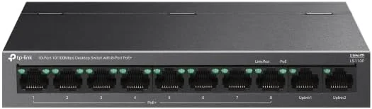 سوییچ رومیزی 10 پورت 10/100 مگابیت بر ثانیه TP-Link LS110P با 8 پورت PoE+، توان کل PoE 96 وات، بازیابی خودکار PoE، اتصال و پخش، حالت ایزوله، ایده آل برای خانه ها یا مشاغل حساس به نویز سوییچ رومیزی 10 پورت 10/100 مگابیت بر ثانیه TP-Link LS110P با 8 پورت PoE+، توان کل PoE 96 وات، بازیابی خودکار PoE، اتصال و پخش، حالت ایزوله، ایده آل برای خانه ها یا مشاغل حساس به نویز