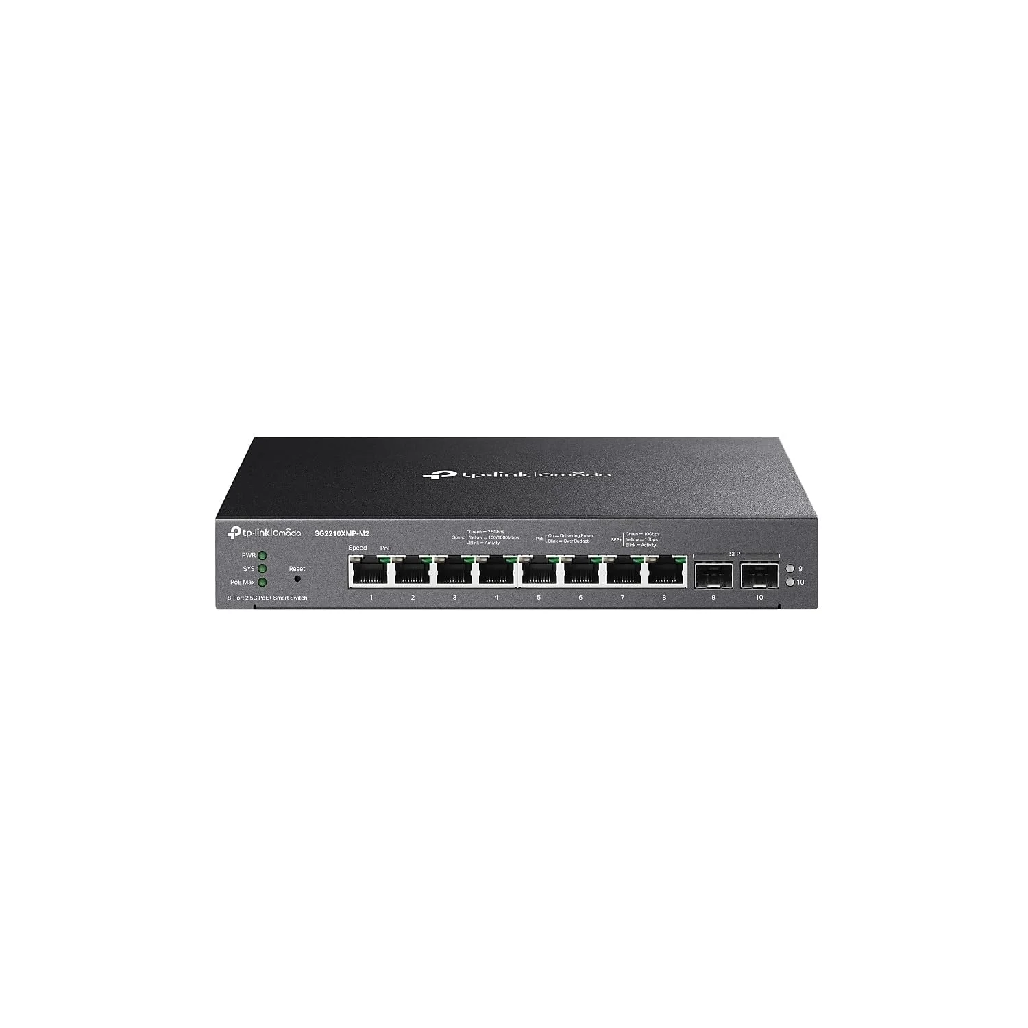 سوئیچ هوشمند 8 پورت 2.5GBASE-T و 2 پورت 10GE SFP+ تی پی-لینک مدل SG2210XMP-M2 Omada با 8 پورت PoE+