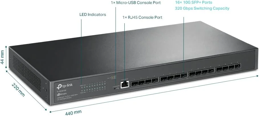 سوئیچ مدیریتی هوشمند لایه 2+ تیپیلینک TL-SX3016F با 16 پورت SFP+ 10G، مناسب برای سازمانها، یکپارچه با Omada SDN، پشتیبانی از IPv6، مسیریابی استاتیک، QoS لایه 2/3/4، IGMP و LAG سوئیچ مدیریتی هوشمند لایه 2+ تیپیلینک TL-SX3016F با 16 پورت SFP+ 10G، مناسب برای سازمانها، یکپارچه با Omada SDN، پشتیبانی از IPv6، مسیریابی استاتیک، QoS لایه 2/3/4، IGMP و LAG