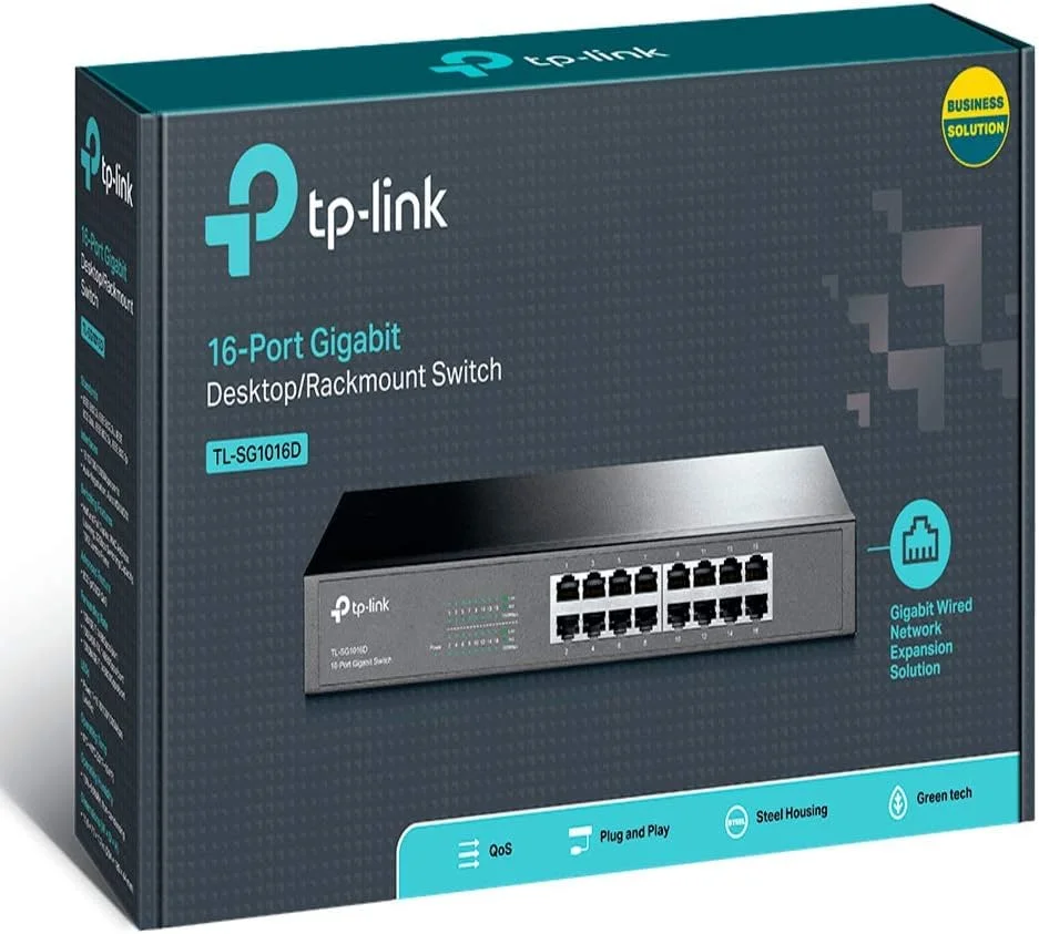 سوییچ رومیزی گیگابیتی 16 پورت TP-Link با بدنه فلزی و سرعت 10/100/1000 مگابیت بر ثانیه