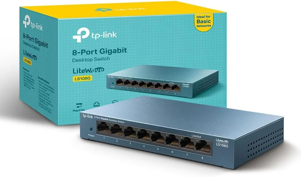سوییچ شبکه 8 پورت گیگابیتی TP-Link، اسپلیتر سوییچ اترنت، عملکرد بی صدا و بدون دردسر، صرفه جویی در انرژی، بدنه فلزی، قابل نصب روی میز یا دیوار (LS108G) سوییچ شبکه 8 پورت گیگابیتی TP-Link، اسپلیتر سوییچ اترنت، عملکرد بی صدا و بدون دردسر، صرفه جویی در انرژی، بدنه فلزی، قابل نصب روی میز یا دیوار (LS108G)