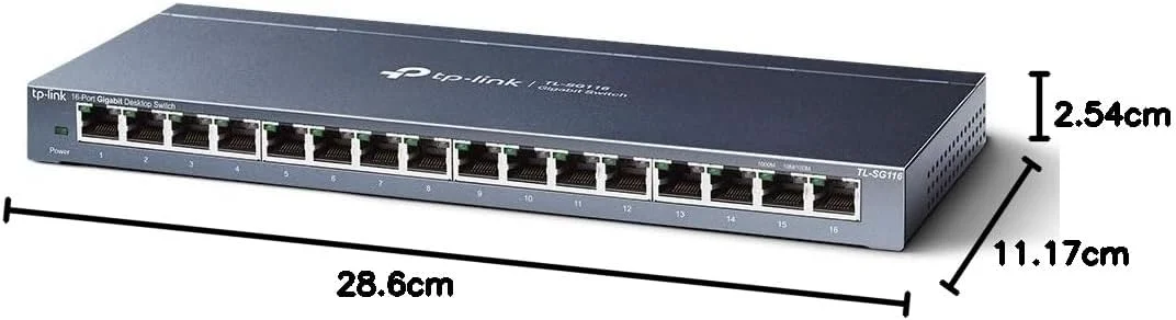 سوییچ/هاب اترنت گیگابیتی 16 پورت رومیزی TP-Link، اسپلیتر اترنت، Plug & Play، بدون نیاز به پیکربندی، بدنه فولادی (TL-SG116)، خاکستری سوییچ/هاب اترنت گیگابیتی 16 پورت رومیزی TP-Link، اسپلیتر اترنت، Plug & Play، بدون نیاز به پیکربندی، بدنه فولادی (TL-SG116)، خاکستری