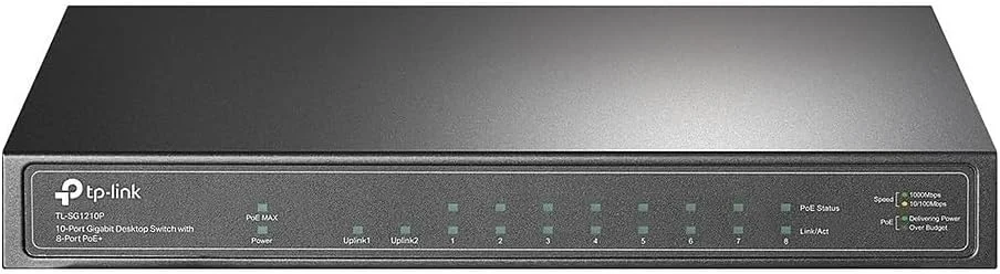 سوییچ شبکه 8 پورت گیگابیتی اترنت TP-Link مدل TL-SG1210P با 8 پورت PoE+