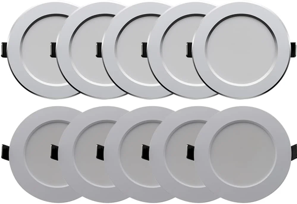 QHYXT بسته 10 عددی چراغ LED سقفی توکار گرد AC 220V مناسب دکوراسیون منزل، اتاق خواب، آشپزخانه و نورپردازی داخلی، 7 وات، سفید گرم
