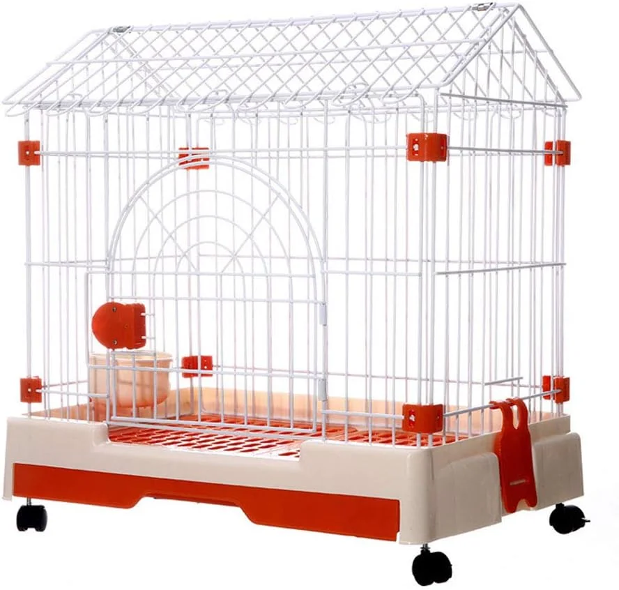 قفس سگ ZZLYY با توالت، قفس سیمی حیوانات خانگی، قفس سگ خانگی، نارنجی، L