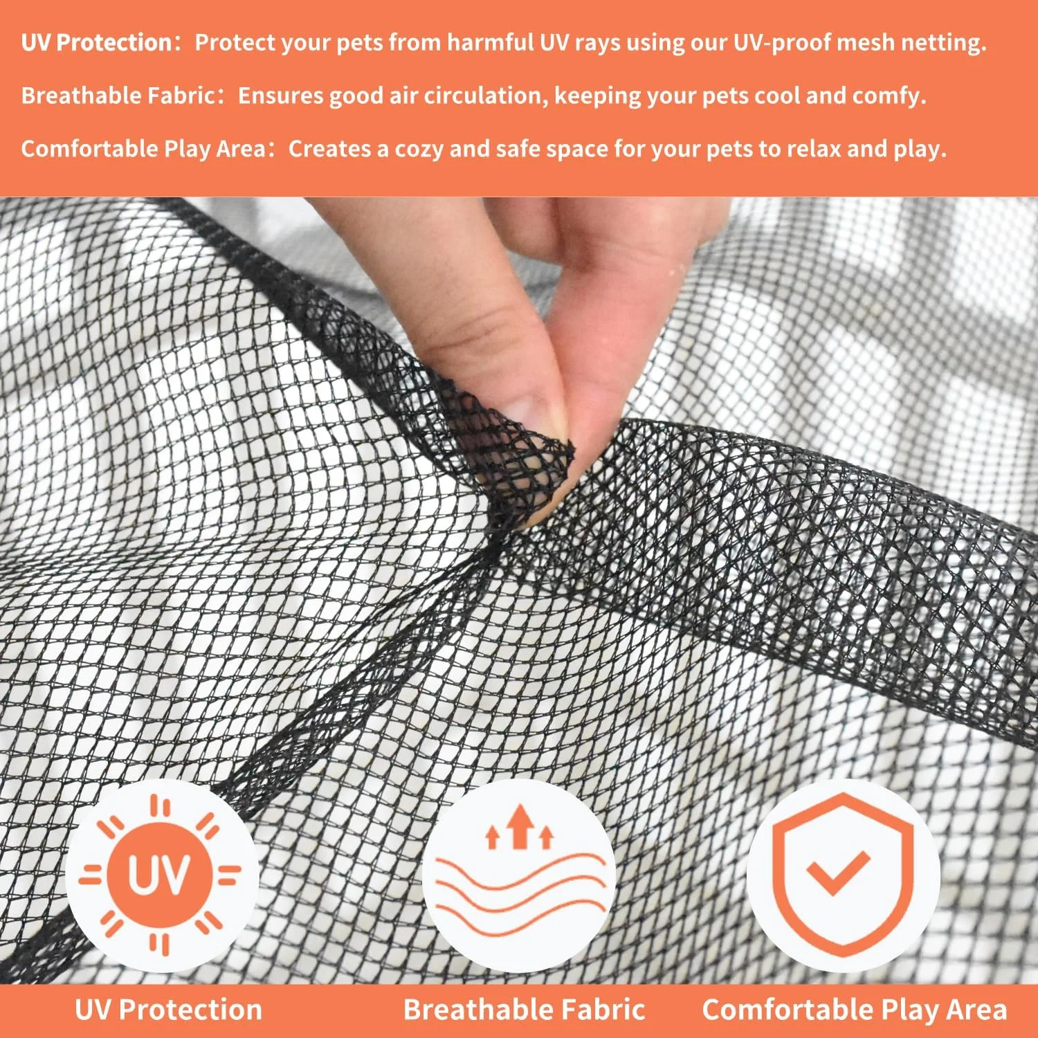 روکش توری محوطه بازی سگ Zuisfau، مناسب برای محوطه بازی پلاستیکی مربعی شکل 4 پنلی 36 اینچی، مشکی، اتصالات سگک تلسکوپی (توجه: فقط روکش، محوطه بازی شامل نمی شود)