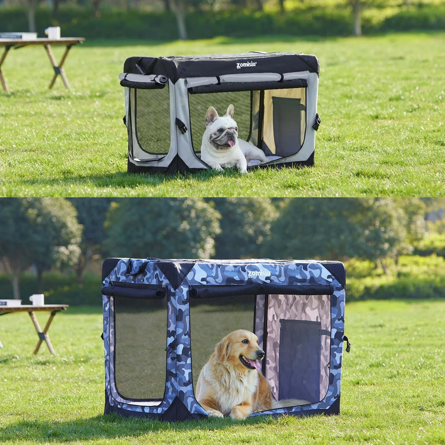 باکس حمل تاشو سگ زومیسیا مناسب سگ های بزرگ - باکس مسافرتی سگ 42 اینچی قابل حمل با پنجره های توری تنفسی، لانه سگ نرم و تاشو برای داخل و خارج از منزل، خاکستری باکس حمل تاشو سگ زومیسیا مناسب سگ های بزرگ - باکس مسافرتی سگ 42 اینچی قابل حمل با پنجره های توری تنفسی، لانه سگ نرم و تاشو برای داخل و خارج از منزل، خاکستری