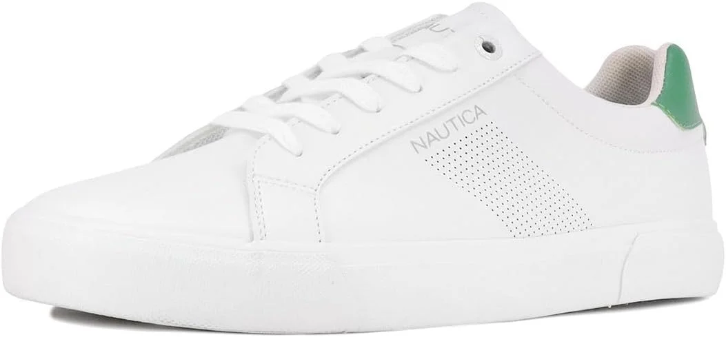 کفش روزمره مردانه Nautica مدل Colpa، کفش تنیس کلاسیک بند دار، کفش کتانی شیک - سفید سبز سایز 9