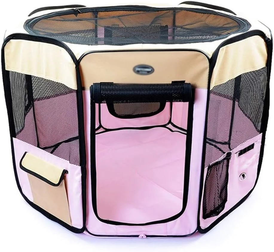 محفظه سگ ZLW-Shop، صورتی، قابل حمل، تاشو، قفس بازی، لانه تمرین سگ و گربه، مناسب فضای داخلی/خارجی، دارای پوشش سایه توری قابل جابجایی (سایز: L) محفظه سگ ZLW-Shop، صورتی، قابل حمل، تاشو، قفس بازی، لانه تمرین سگ و گربه، مناسب فضای داخلی/خارجی، دارای پوشش سایه توری قابل جابجایی (سایز: L)