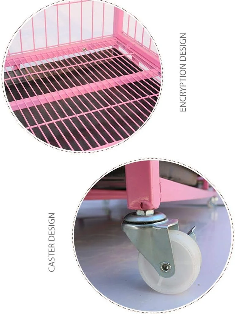 قفس سگ zlw-shop، خانه سگ صورتی، مناسب سگ های کوچک، متوسط و بزرگ، قفس حیوانات خانگی، قوی با چهار چرخ، نصب آسان، قابل استفاده در فضای باز و داخل خانه (سایز: L(956585cm))