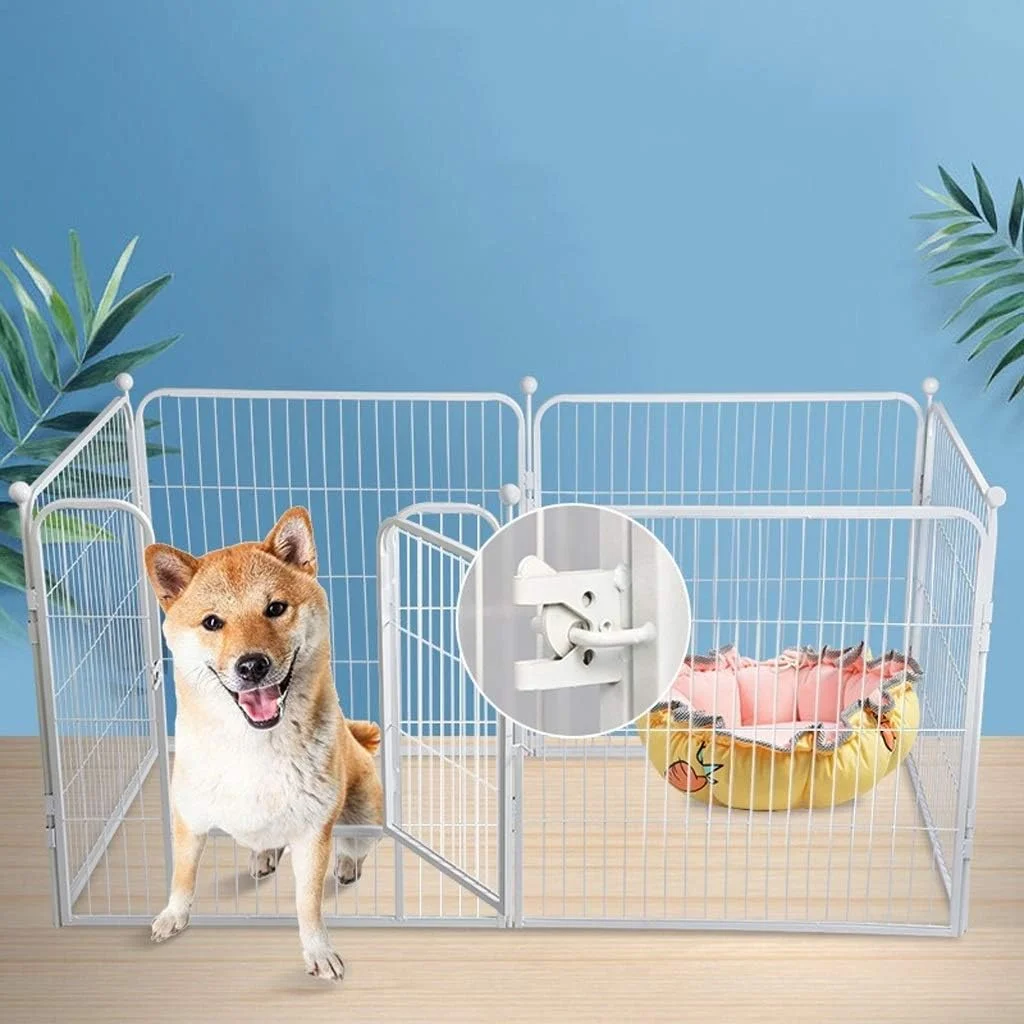 محافظ سگ zlw-shop، حصار حیوانات خانگی، مناسب سگ های کوچک، متوسط و بزرگ، حصار سگ خانگی برای داخل و خارج از منزل، قفس سگ تاشو و قابل جابجایی، سفید، 80x80 سانتی متر، 6 تکه