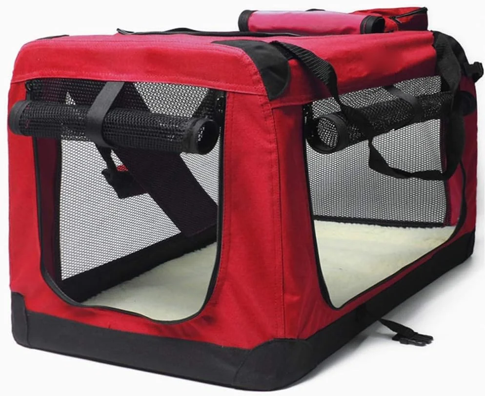 باکس حمل سگ تاشو نرم قرمز رنگ zlw-shop، خانه حیوانات خانگی داخل و خارج از منزل، باکس حمل خودرو، کیف حمل حیوانات خانگی، قفس سگ (سایز: XL)
