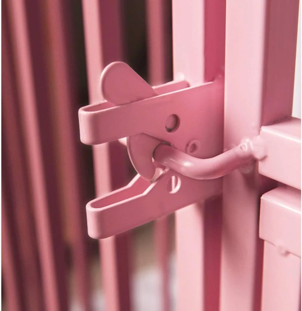 قفس سگ zlw-shop، قفس فلزی لوله مربعی کامل داخلی، قفس تاشو سگ بزرگ، سگ متوسط با توالت، قفس حیوانات خانگی صورتی (سایز: L)