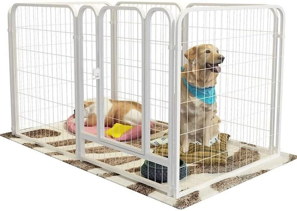 قفس سگ تاشو فلزی zlw-shop، محوطه بازی و تمرین حیوانات خانگی، محصولات حیوانات خانگی، محوطه بازی سفید رنگ، قفس سگ 1206070 سانتی متر