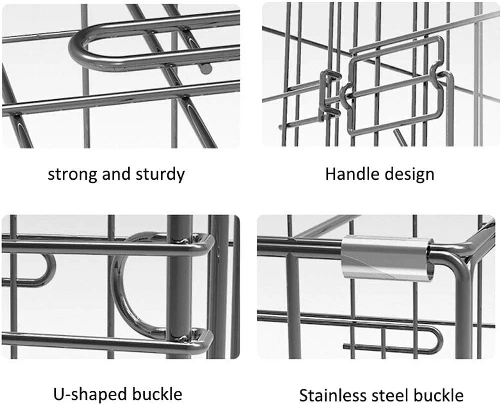 قفس سگ تاشو فلزی zlw-shop با سینی، مناسب برای نگهداری حیوانات خانگی، قفس سگ (سایز: M)