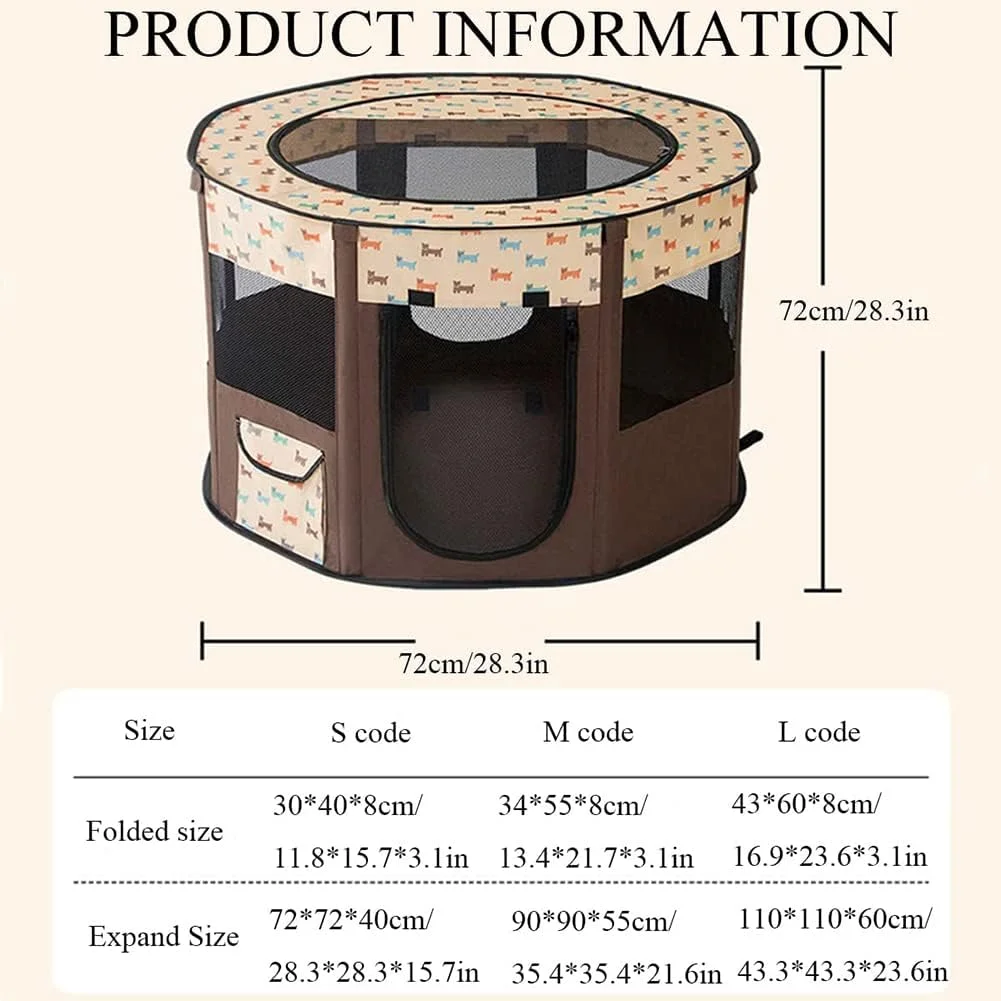 محوطه تاشو حیوانات خانگی ZLQHDG، حصار توله سگ/گربه، طراحی 8 پنلی، توری تنفسی قابل استفاده در فضای باز یا در خانه، 72 * 72 * 40 سانتی متر