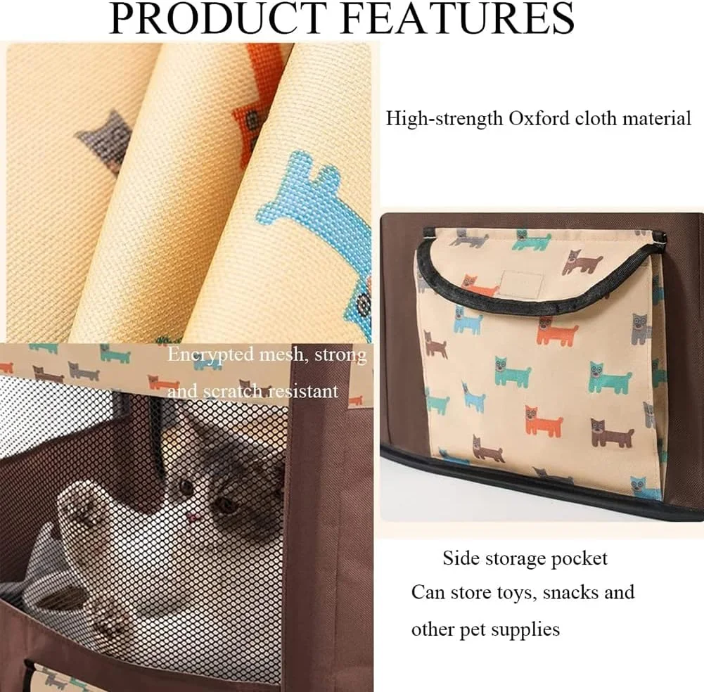 محوطه تاشو حیوانات خانگی ZLQHDG، حصار توله سگ/گربه، طراحی 8 پنلی، توری تنفسی قابل استفاده در فضای باز یا در خانه، 72 * 72 * 40 سانتی متر