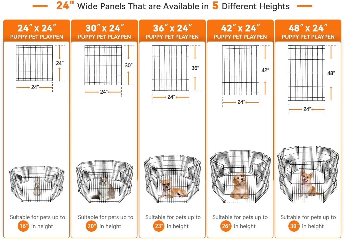 محوطه بازی سگ و توله سگ ZENY، هشت ضلعی فلزی تاشو قابل حمل برای فضای داخلی و خارجی