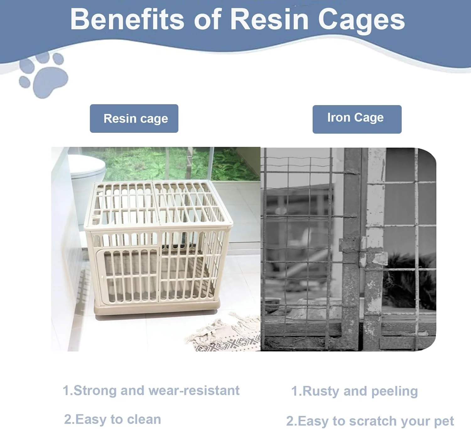 قفس سگ Zephyrspets سایز 26 اینچ، مناسب برای سگ های متوسط، قابل استفاده در داخل و خارج از منزل، قفس سگ رزینی مقاوم با چرخ های قفل دار و درب دوبل، مونتاژ آسان (سفید)