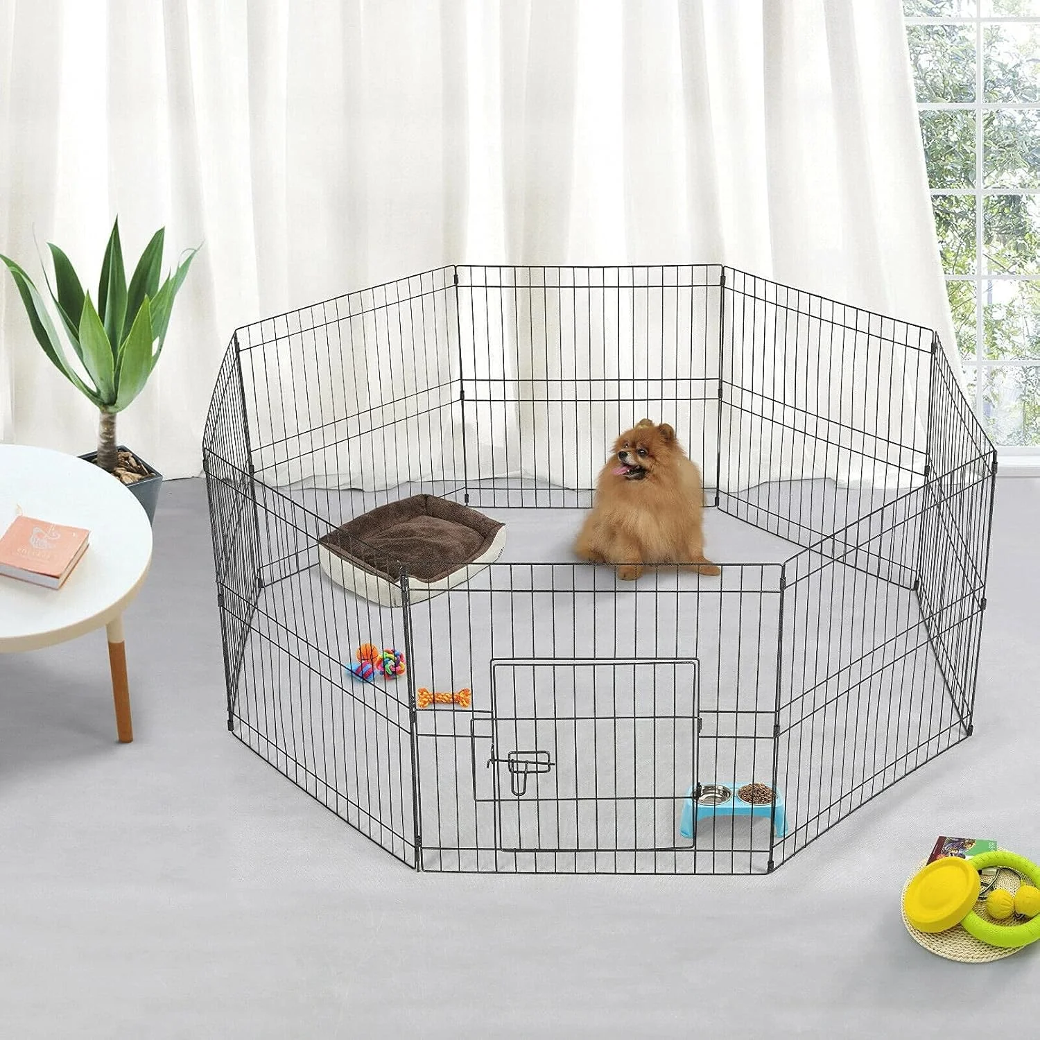 قلم سگ فلزی 8 پنلی 61 سانتی متری ZGMCGD، محوطه بازی حیوانات خانگی برای توله سگ، گربه، خرگوش، اردک، مناسب فضای داخلی/خارجی