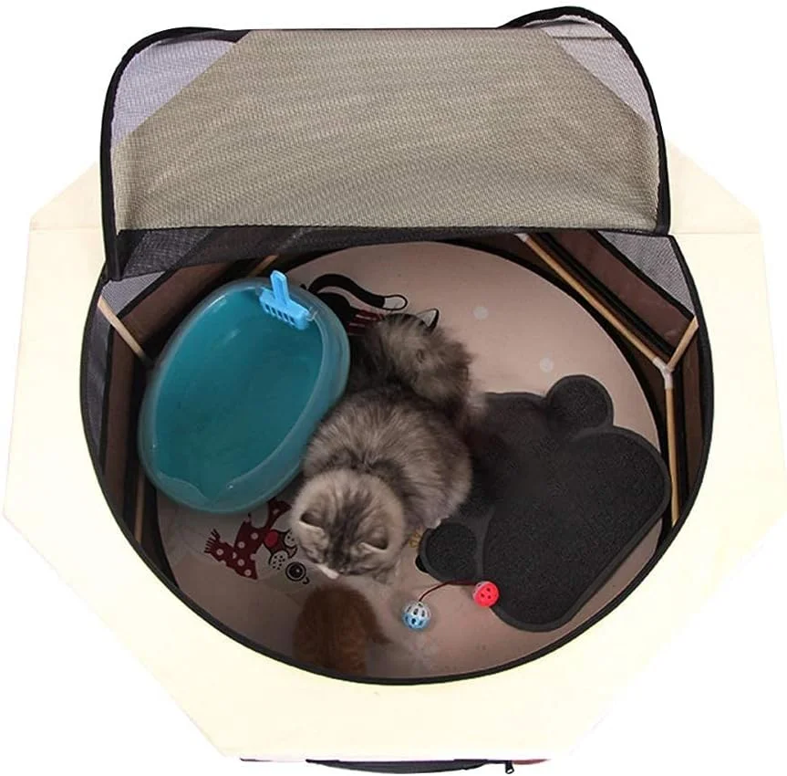 سگ گربه حصار بزرگ مسافرتی زیپی پارچه آکسفورد ضد آب قفس قابل حمل تاشو حیاط حیوانات خانگی چادر بازی فضای باز خانه تسوق سعودی (رنگ: B)