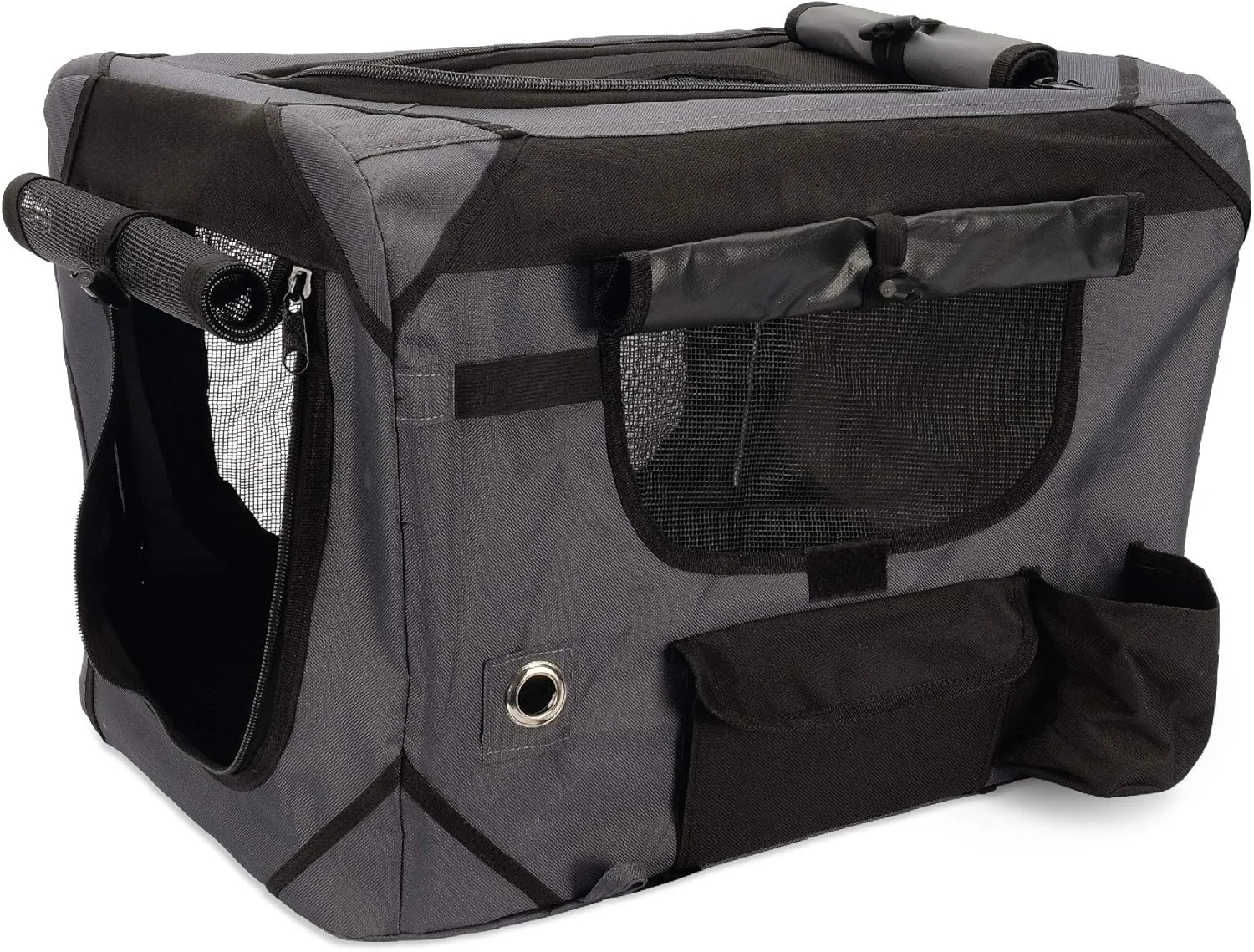  باکس نرم و لوکس زئوس برای حیوانات خانگی به همراه کیف نگهداری، مناسب برای سفر و آموزش، سایز متوسط، خاکستری/مشکی