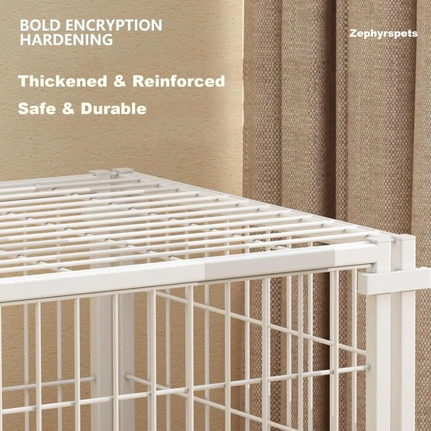 محوطه بازی سگ زیفرسپتس تاشو 6 پنلی، طول 47 اینچ، حصار حیوانات خانگی مناسب فضای باز/داخلی با پوشش بالایی، جعبه حصار قابل حمل برای بازی حیوانات خانگی متوسط/کوچک در کمپینگ RV (سفید)