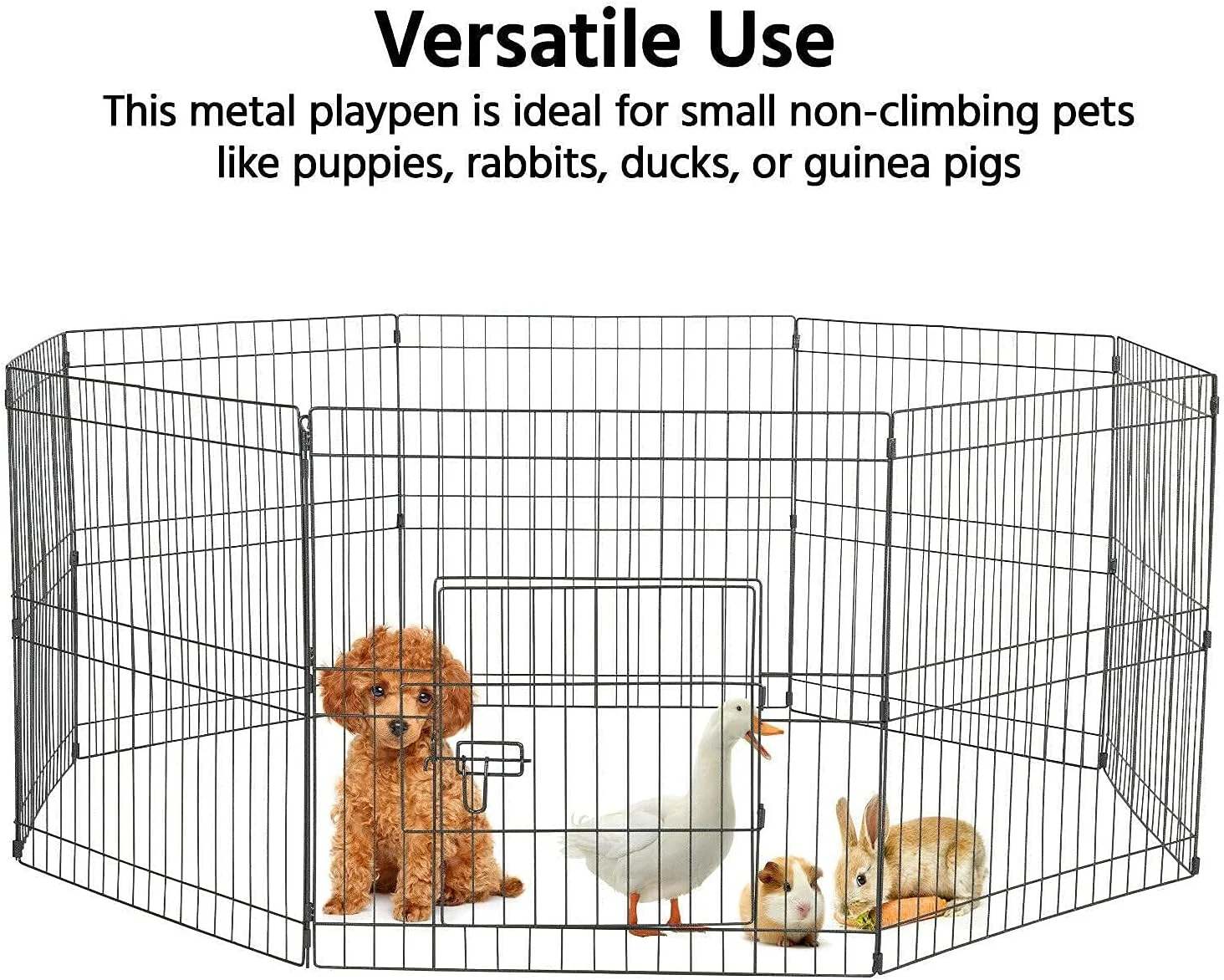 قلم سگ فلزی 8 پنلی 61 سانتی متری ZGMCGD، محوطه بازی حیوانات خانگی برای توله سگ، گربه، خرگوش، اردک، مناسب فضای داخلی/خارجی